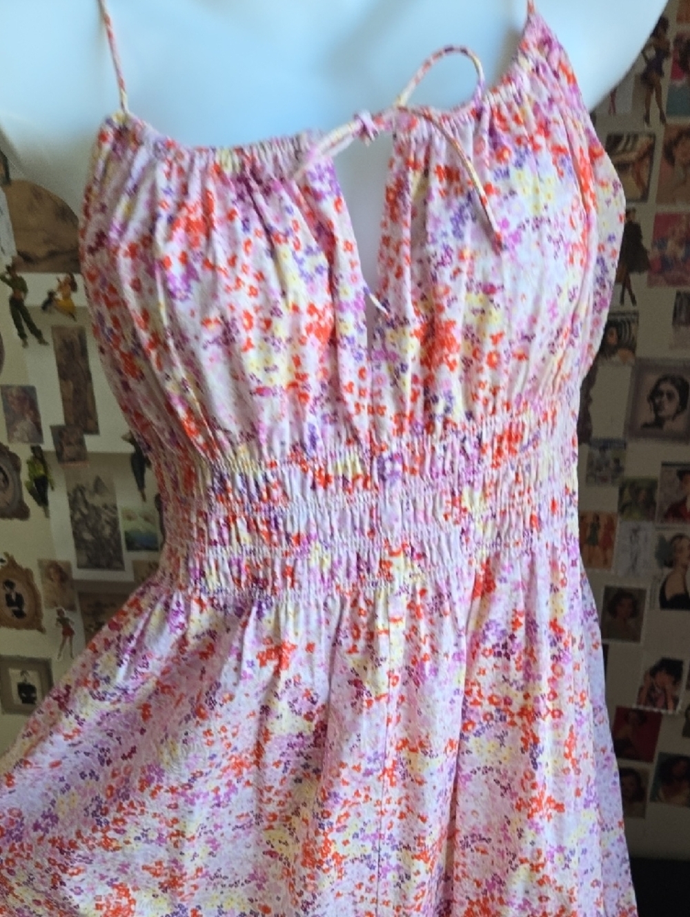 H&M Multicolor Floral Elastic Waist Skirt - Pink, Orange & Purple